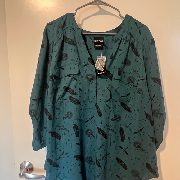 torrid Tops - Harry Potter Teal Feather Print Blouse